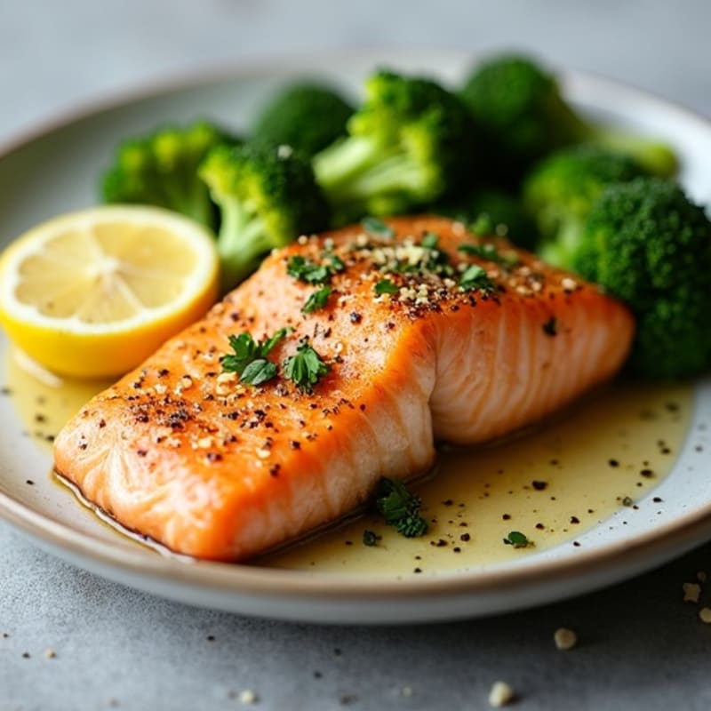 Lemon-Garlic Baked Salmon with Roasted Broccoli