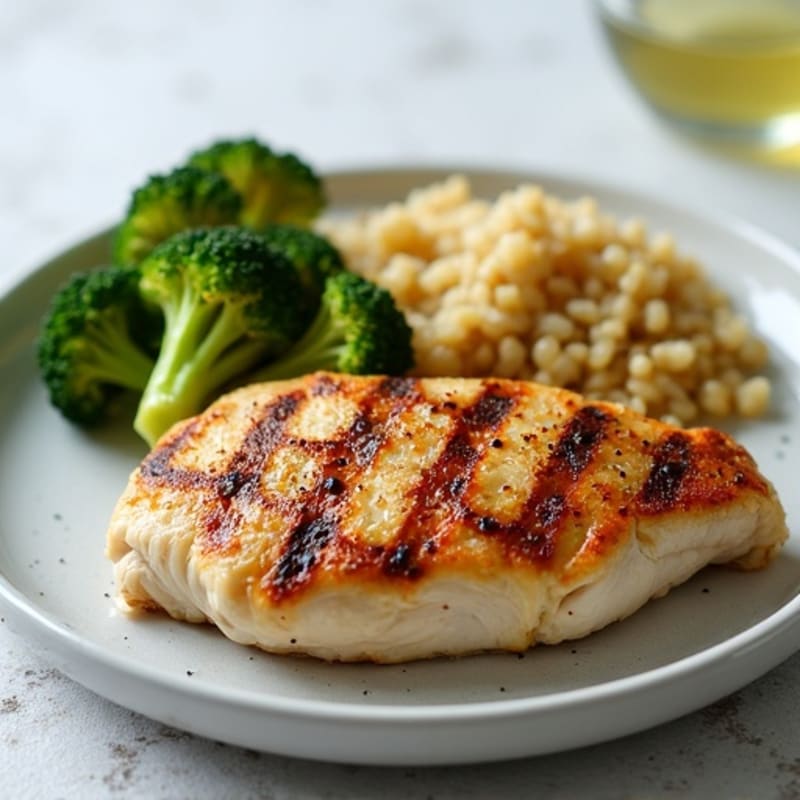 Grilled Chicken Breast with Roasted Broccoli and Quinoa