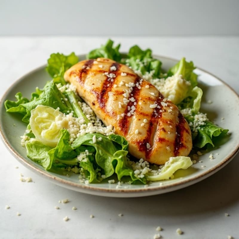 Grilled Chicken Caesar Salad with Crispy Romaine