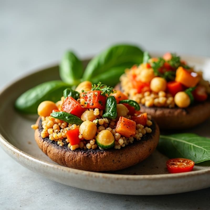 Portobello Mushrooms Stuffed with Savory Quinoa and Roasted Vegetables