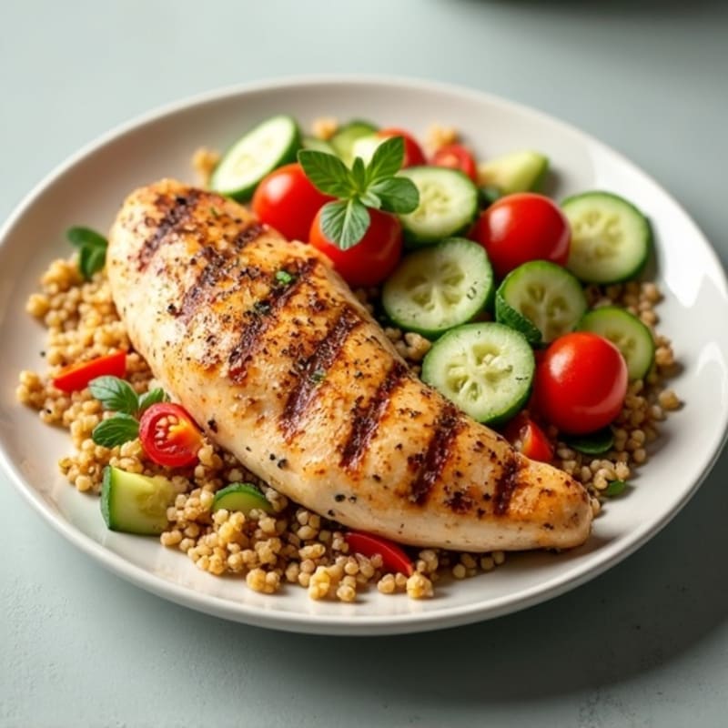 Grilled Chicken Breast with Crunchy Quinoa Salad