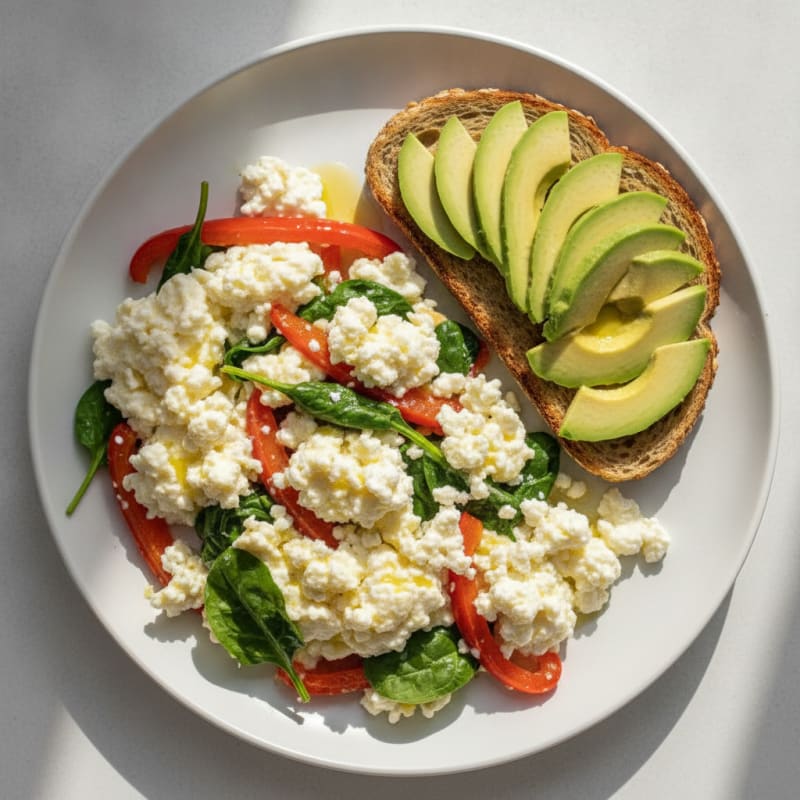 Egg White Veggie Scramble with Cottage Cheese