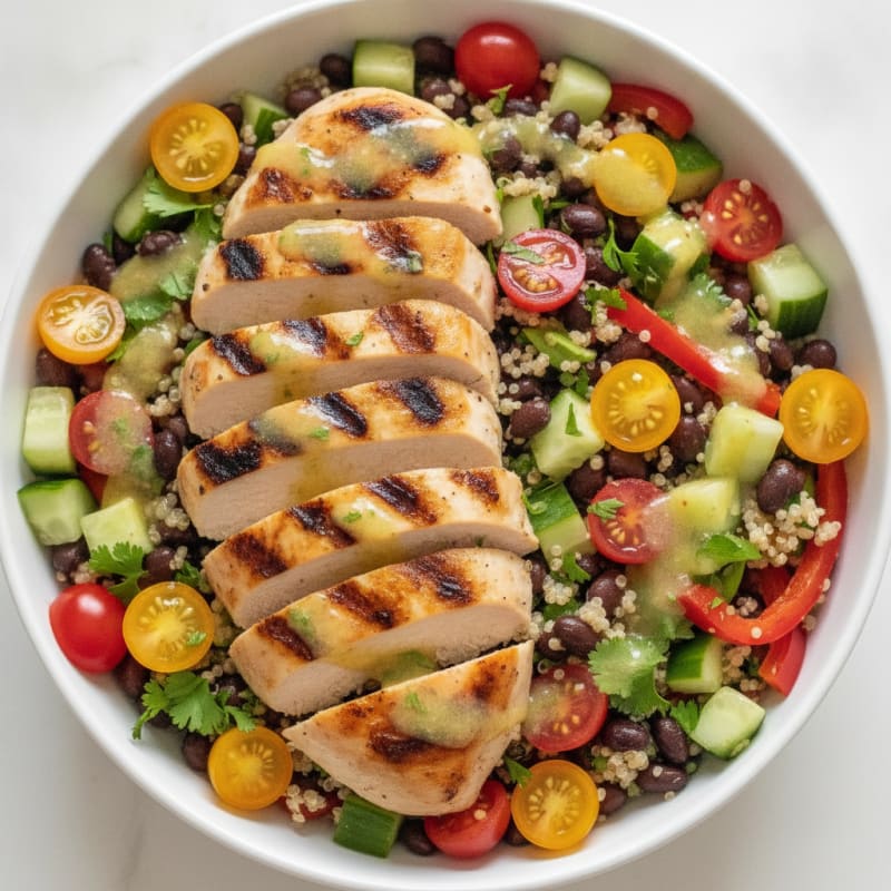 Grilled Chicken Quinoa Bowl with Fresh Vegetables