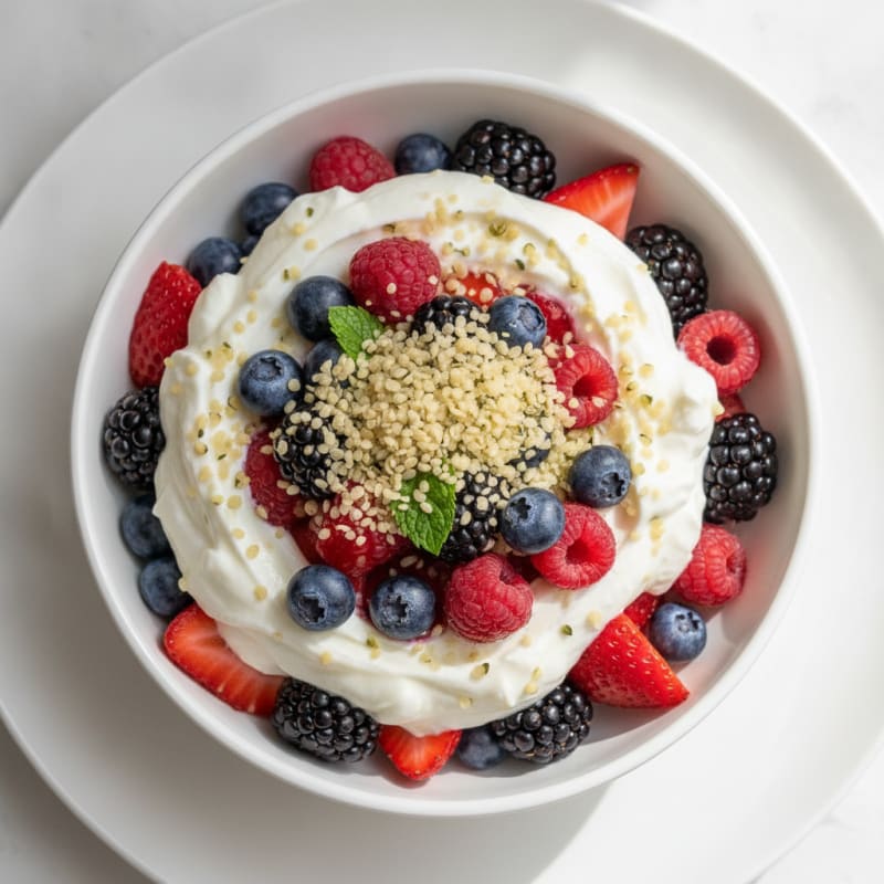 Silky Greek Yogurt Protein Parfait with Mixed Berries