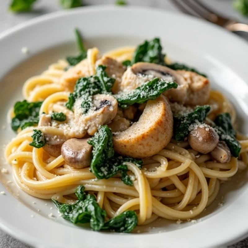 Creamy Truffle Mushroom Pasta with Fresh Spinach