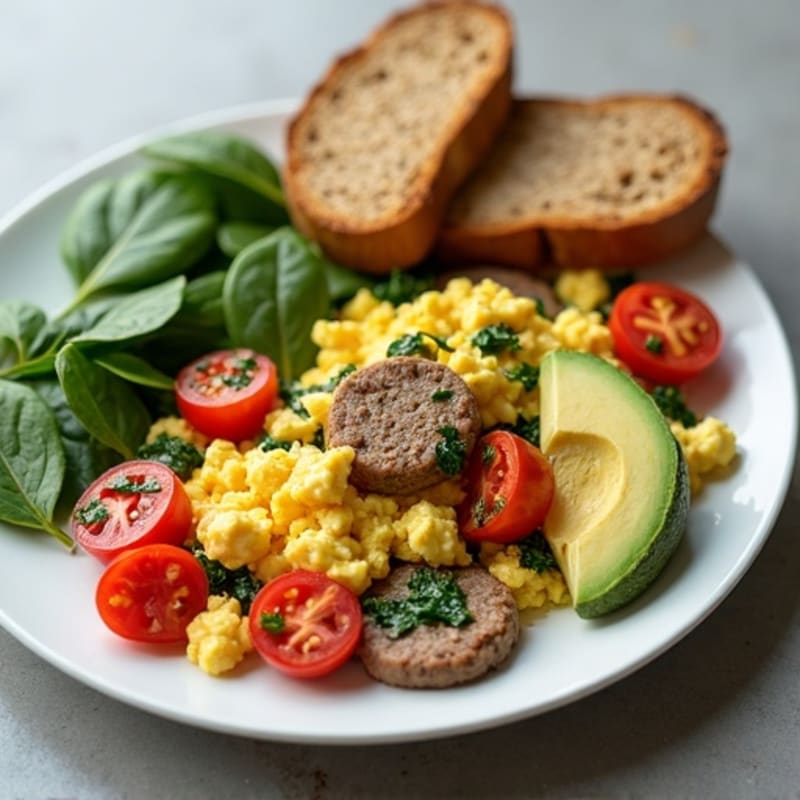 Egg White Scramble with Spinach and Turkey Sausage