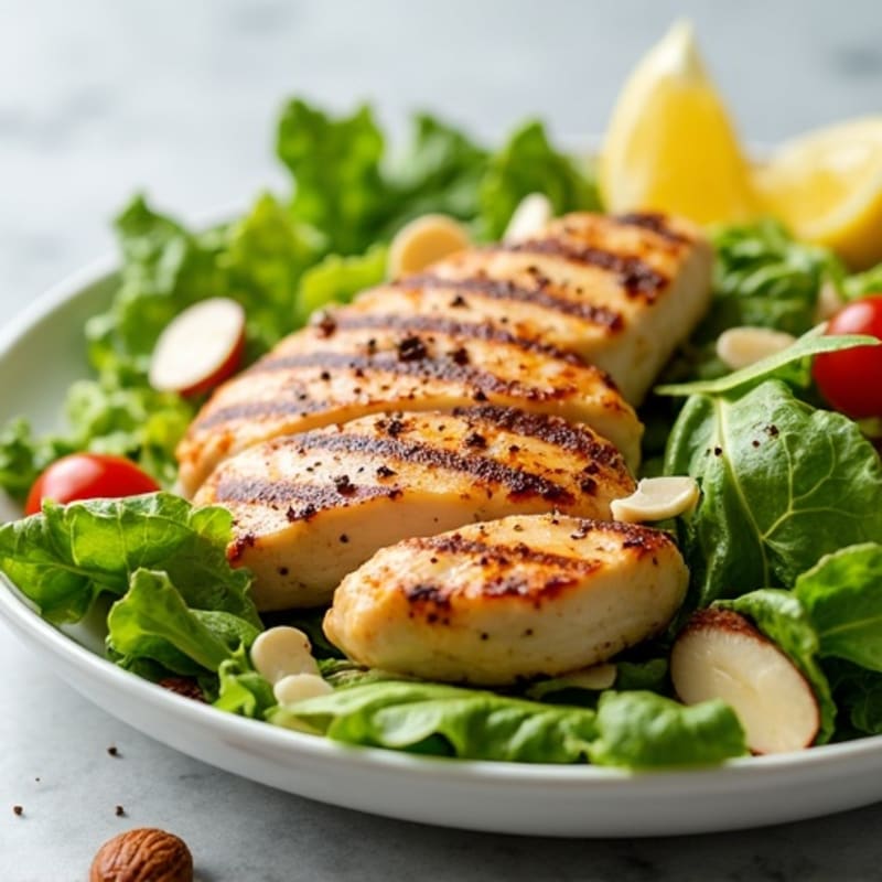 Grilled Chicken Romaine Salad with Almonds