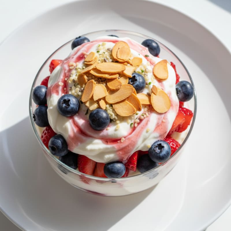 Creamy Vanilla Greek Yogurt Protein Parfait with Berries