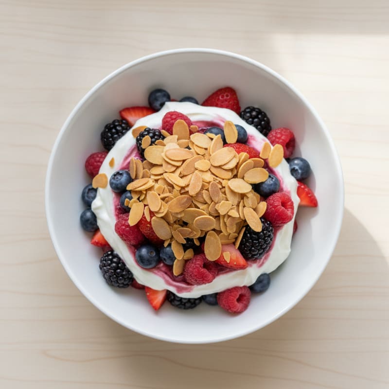 Creamy Greek Yogurt Parfait with Mixed Berries and Toasted Almonds