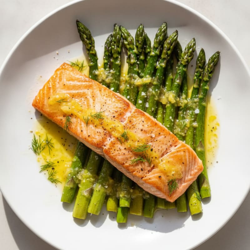 Pan-Seared Salmon with Roasted Asparagus