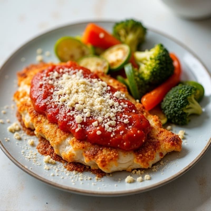 Healthy Crispy Chicken Parmesan with Roasted Vegetables