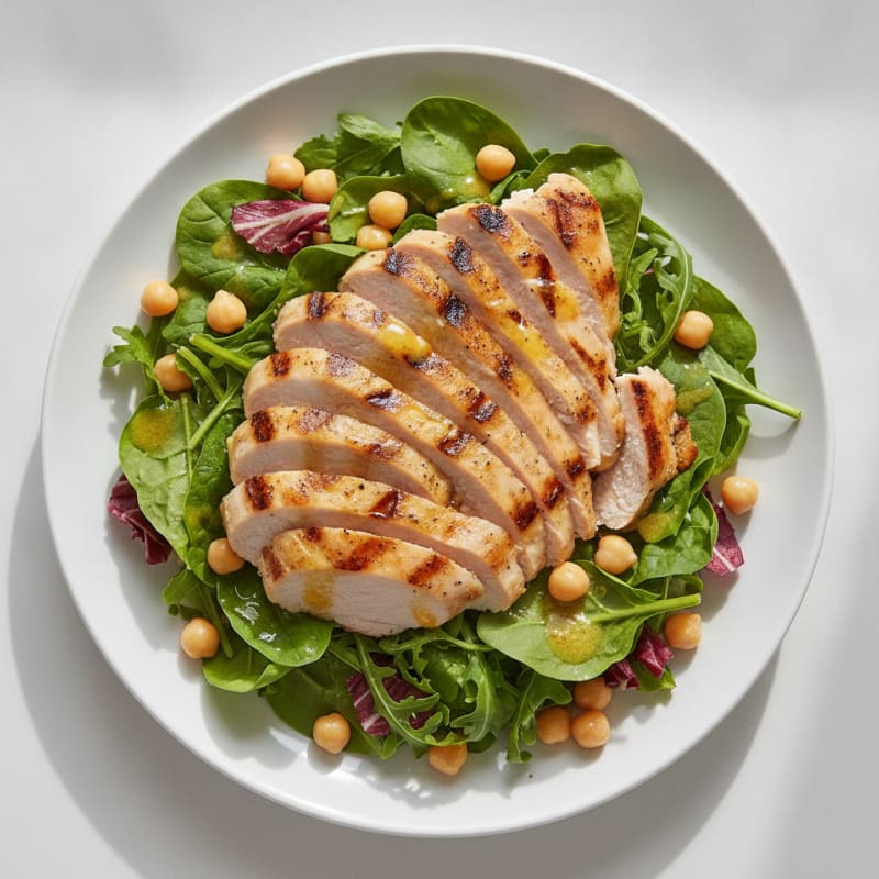 Grilled Turkey Breast Salad with Chickpeas and Lemon Vinaigrette