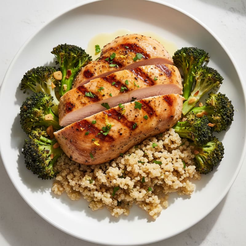 Grilled Turkey Breast with Quinoa and Roasted Broccoli