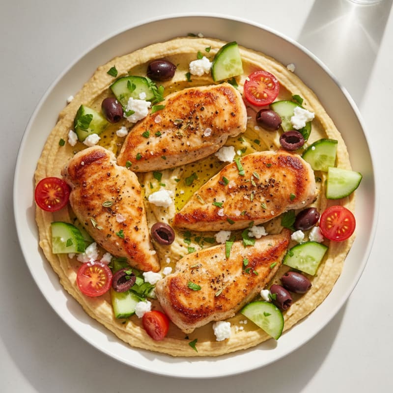 Mediterranean Chicken and Hummus Platter