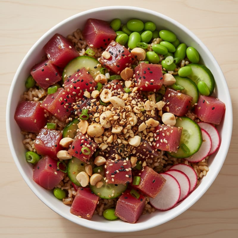 Ahi Tuna Poke Bowl with Macadamia Nuts