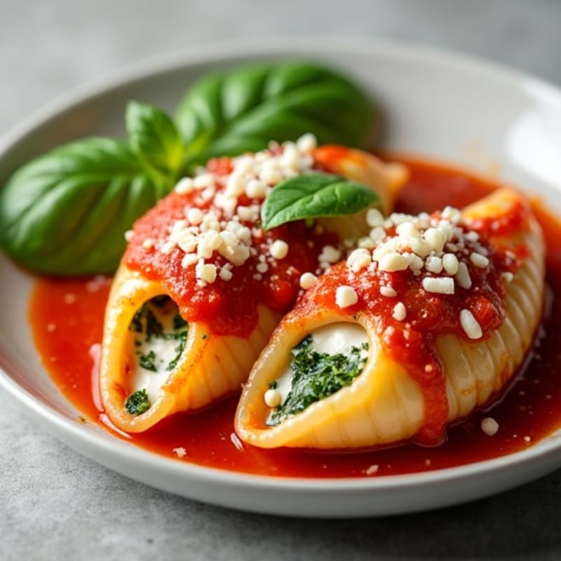 Baked Creamy Spinach Ricotta Stuffed Shells