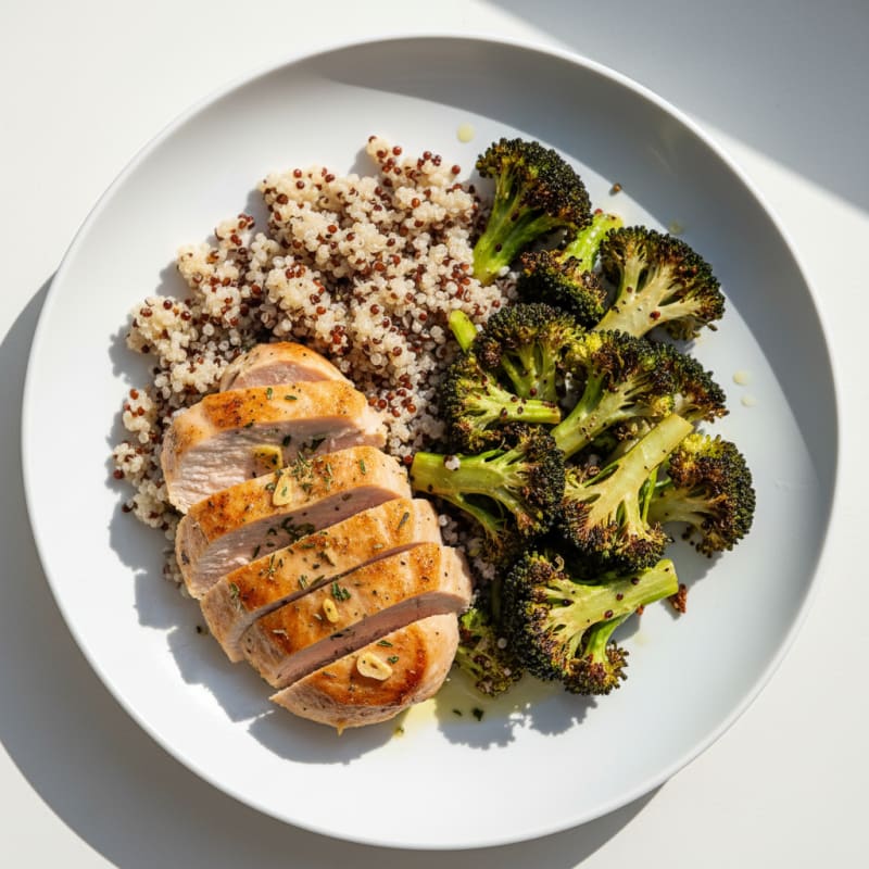 Seared Turkey Breast with Quinoa and Roasted Broccoli
