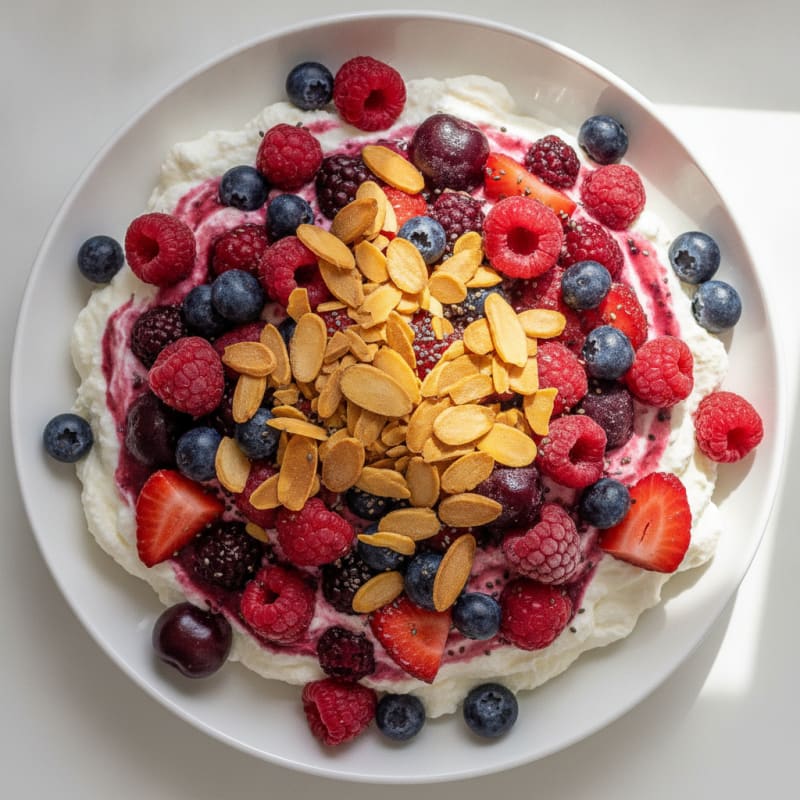 Silky Greek Yogurt Protein Mousse with Mixed Berries