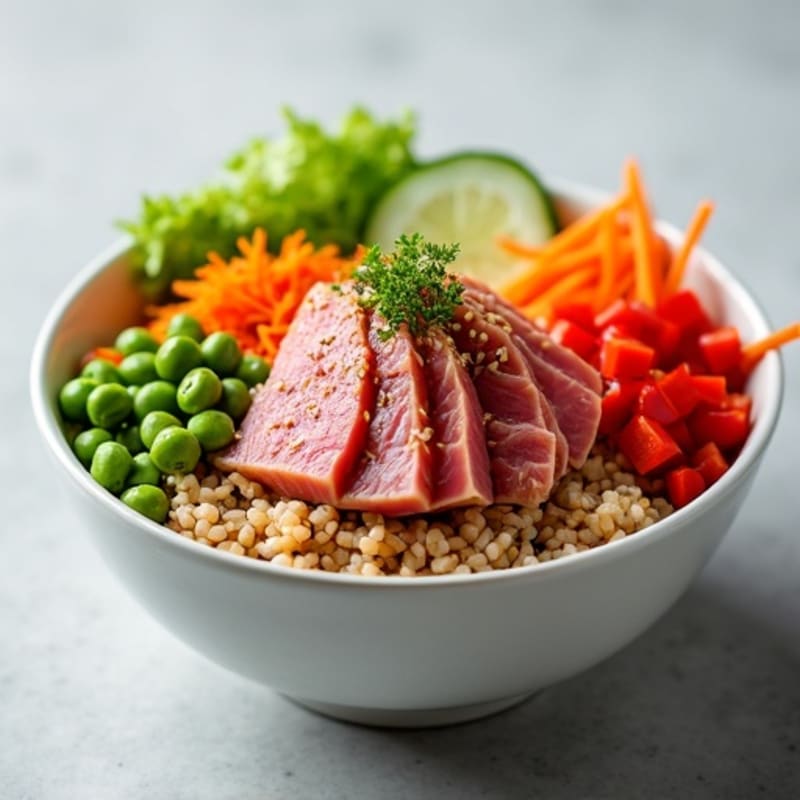 Vibrant Tuna Poke Bowl with Sesame Vegetables