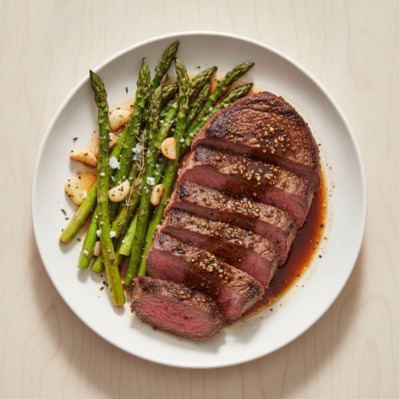 Garlic Herb Roasted Beef with Asparagus