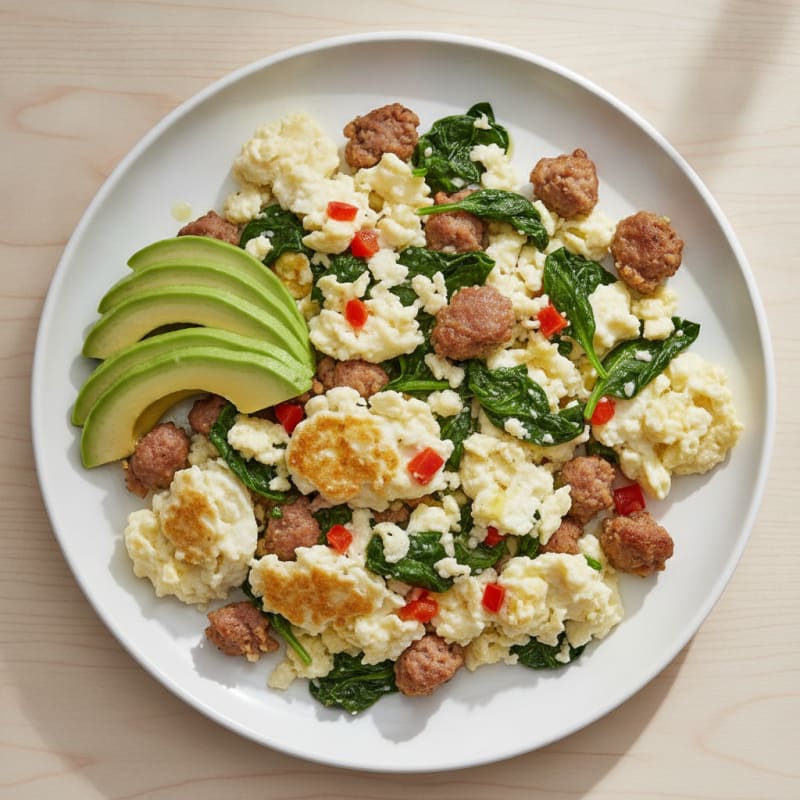 Egg White Scramble with Spinach and Turkey Sausage