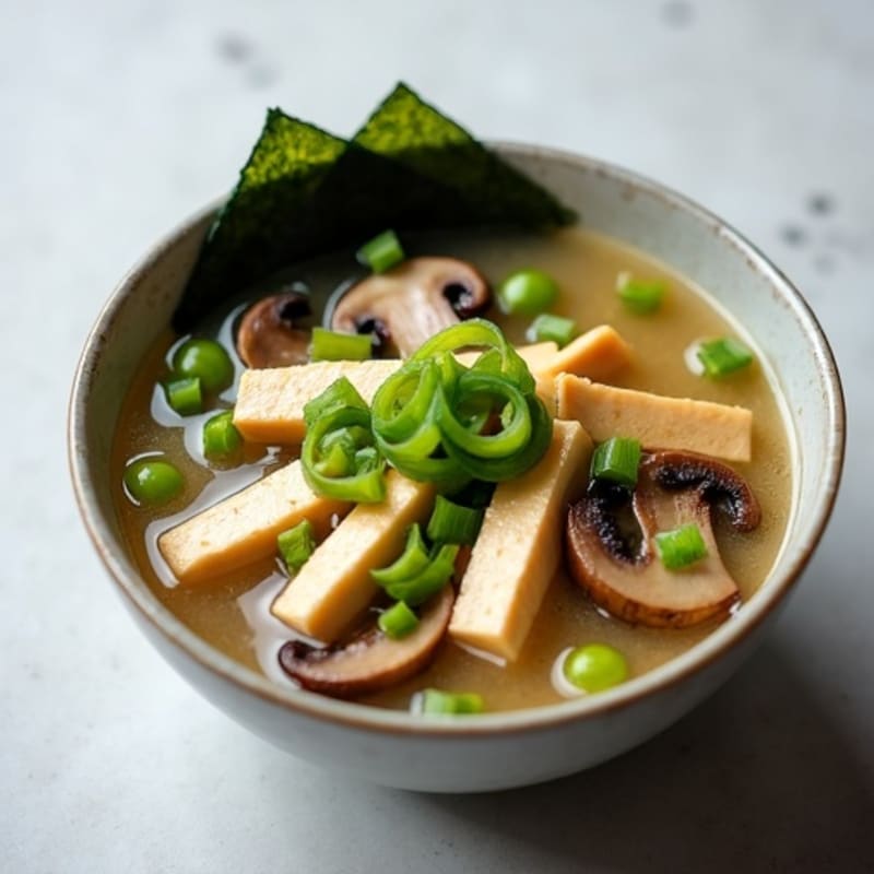 Protein-Rich Miso Soup with Tofu and Mushrooms