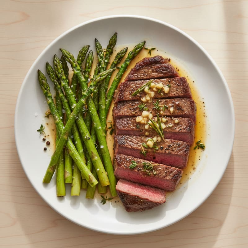 Garlic Herb Butter Steak with Asparagus