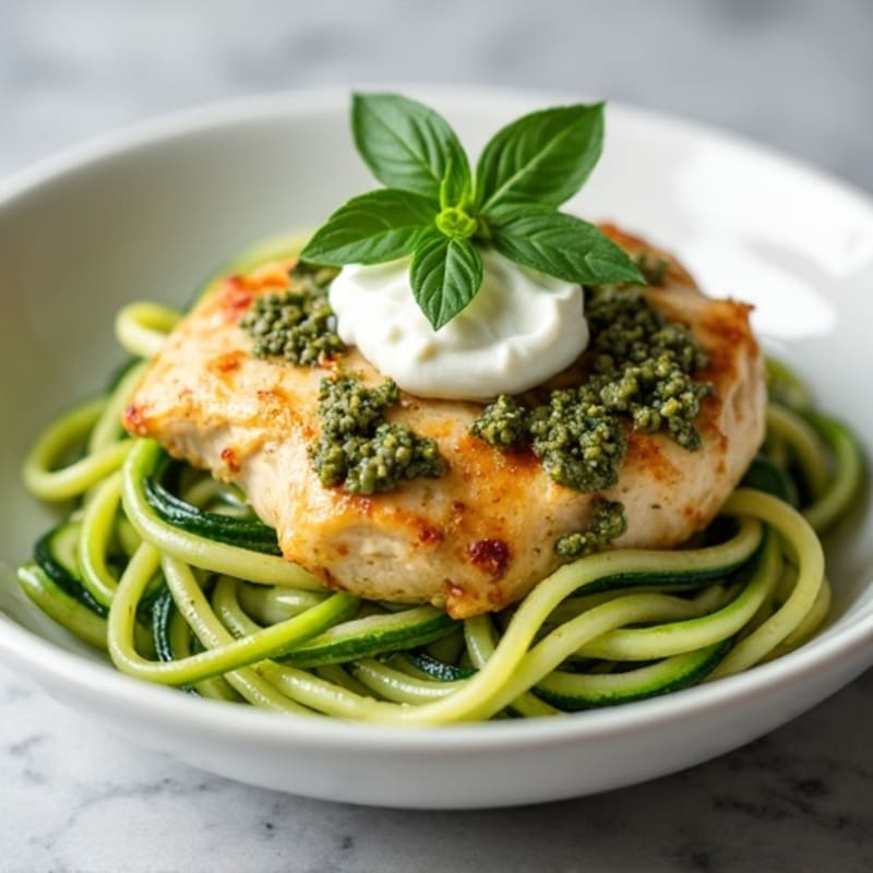 Creamy Pesto Chicken with Zucchini Noodles