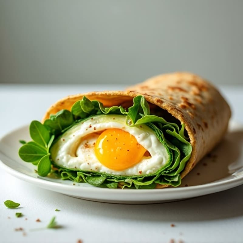 Crispy Egg White and Spinach Breakfast Wrap with Greek Yogurt