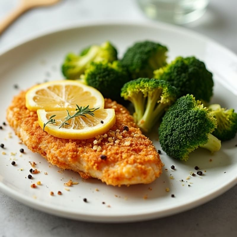 Crispy Lemon Garlic Chicken with Roasted Broccoli