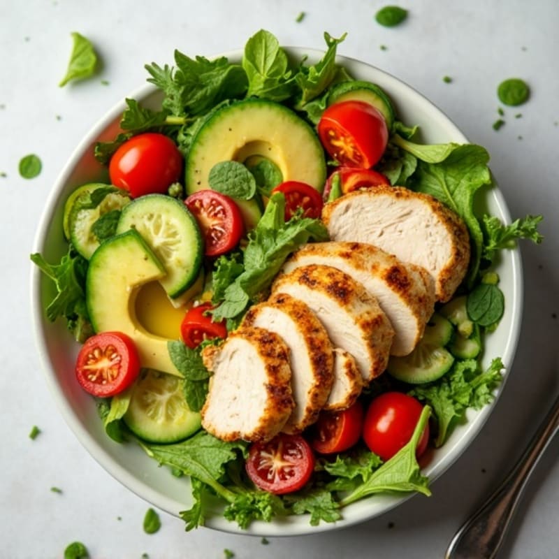 Crisp Avocado and Grilled Chicken Salad Bowl