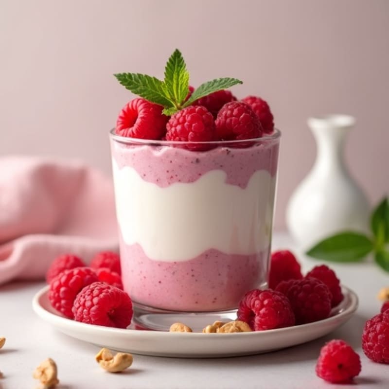 Creamy Raspberry Protein Parfait with Vanilla Cashew Cream