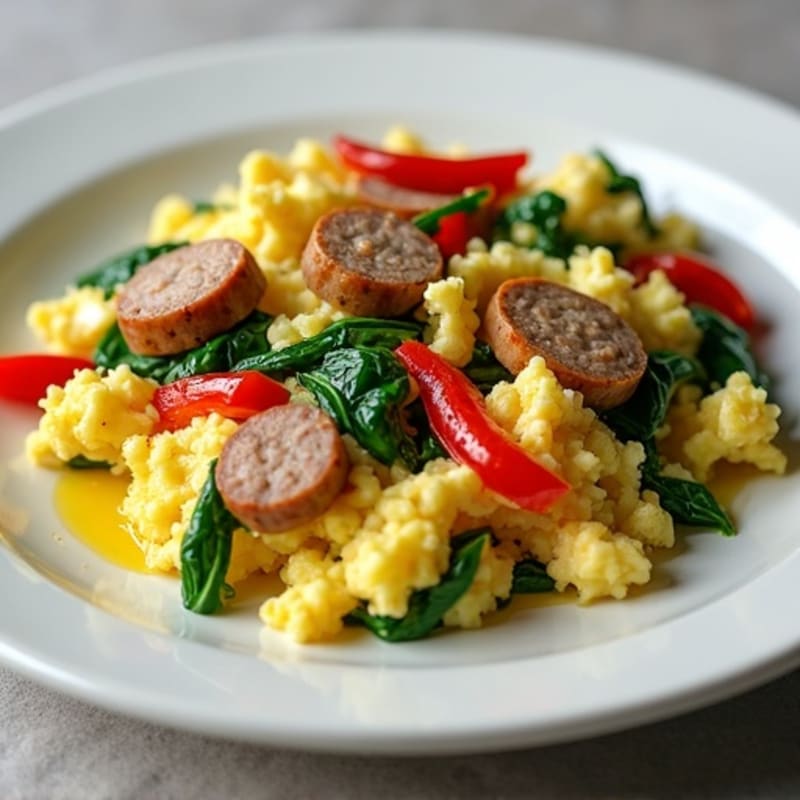 Egg White Scramble with Spinach and Turkey Sausage