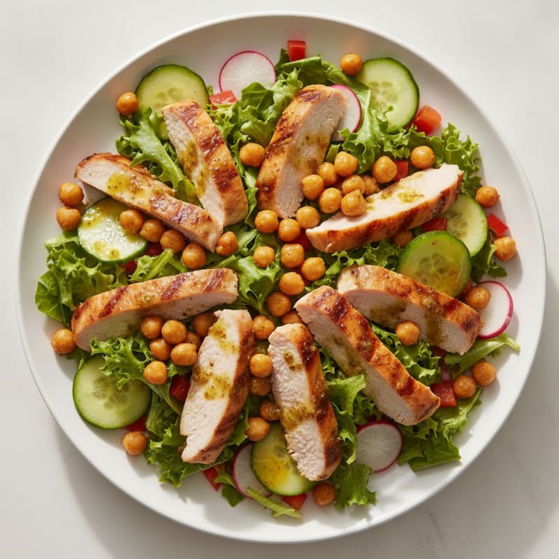 Grilled Turkey Breast Salad with Chickpeas and Crunchy Vegetables