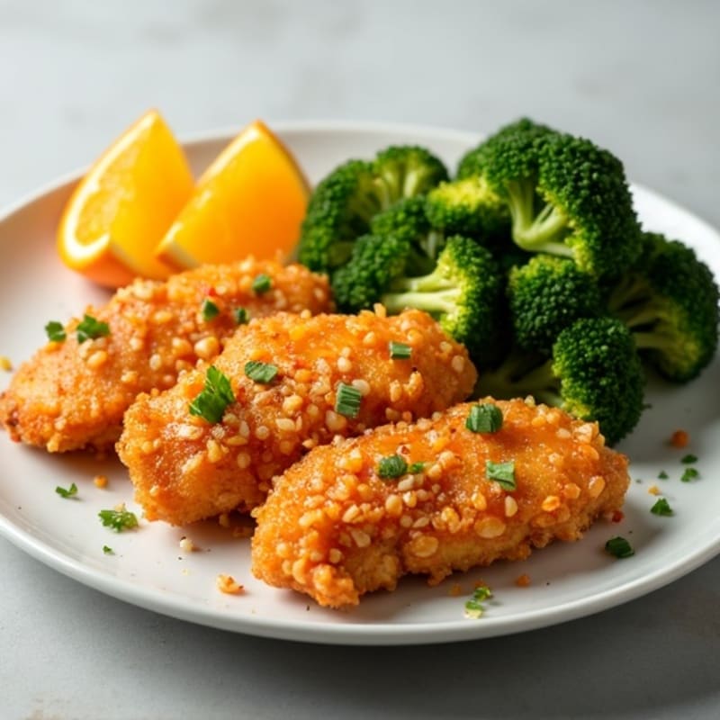 Crispy Orange Chicken with Roasted Broccoli