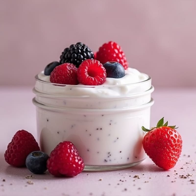 Greek Yogurt Protein Mousse with Mixed Berries