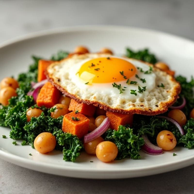 Sweet Potato and Kale Hash with Crispy Fried Egg