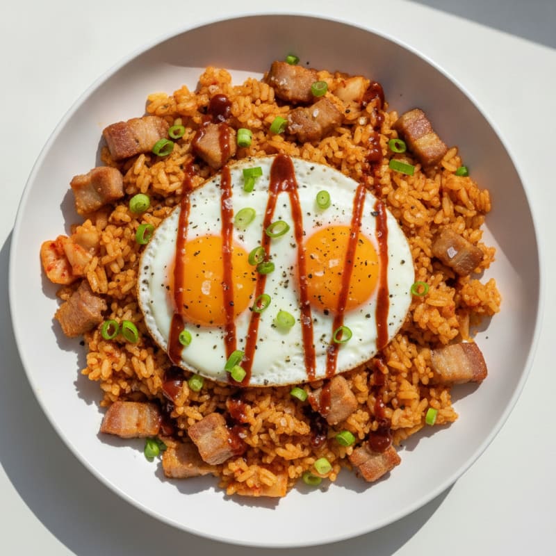 Kimchi Fried Rice with Pork Belly