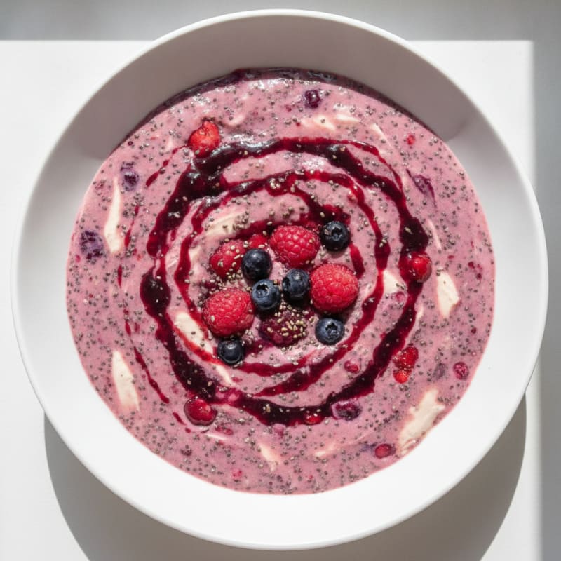 Silky Tofu Protein Smoothie with Chia and Berries