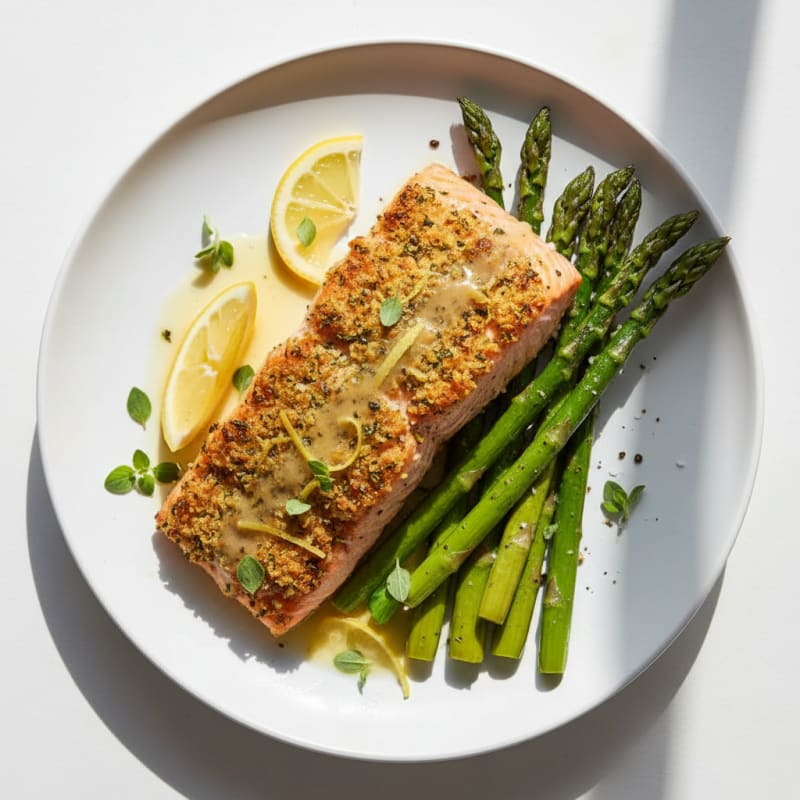 Crispy Lemon-Herb Salmon with Roasted Asparagus