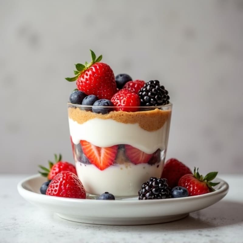 Greek Yogurt Protein Parfait with Mixed Berries and Almond Butter