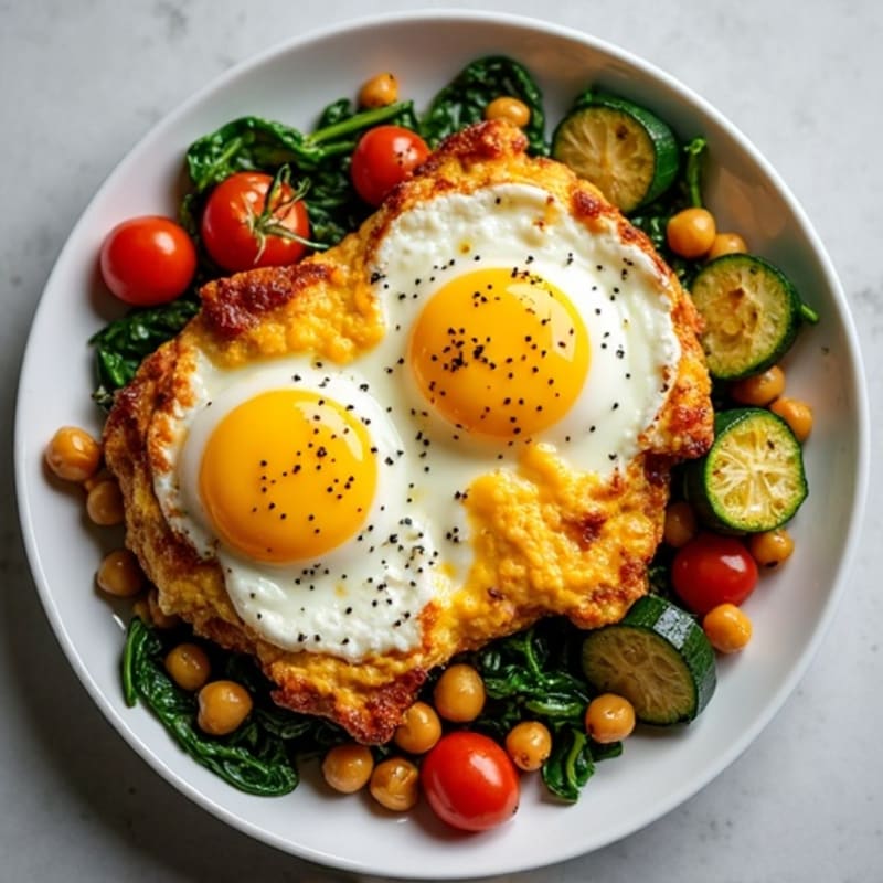 Hearty Sheet Pan Roasted Veggie and Egg Bake