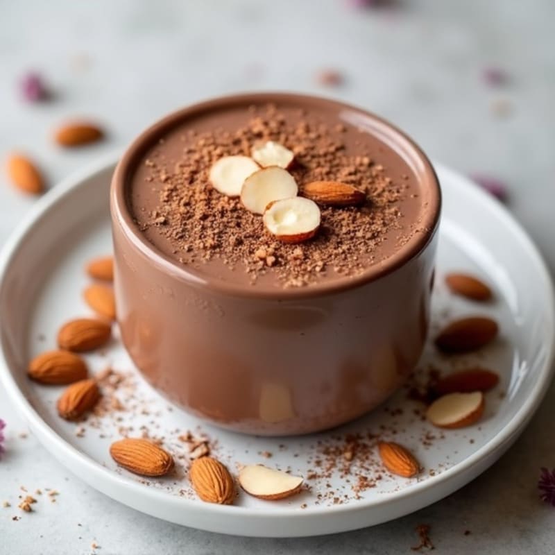 Silky Chocolate Protein Pudding with Sliced Almonds