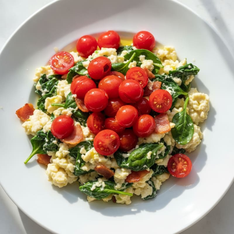 Egg White Scramble with Spinach and Turkey Bacon