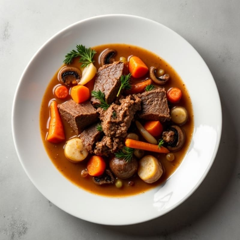Slow-Cooked Beef with Hearty Root Vegetables and Mushrooms
