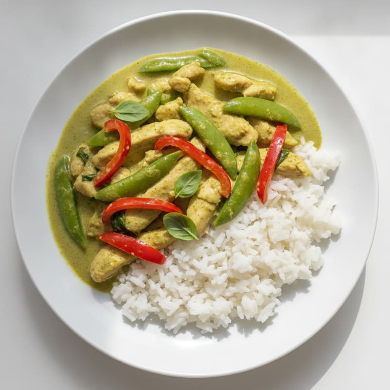 Green Curry Chicken with Coconut Rice