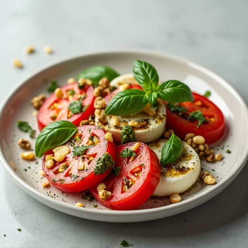 Fresh Basil Pesto Caprese with Balsamic Drizzle