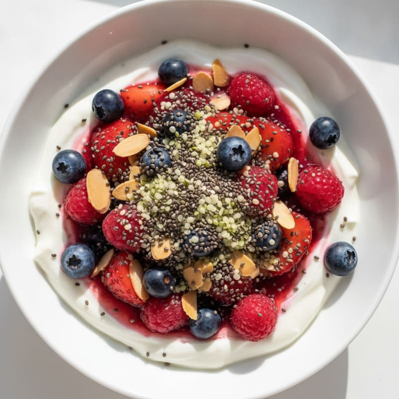 Creamy Greek Yogurt Bowl with Mixed Berries and Chia Seeds