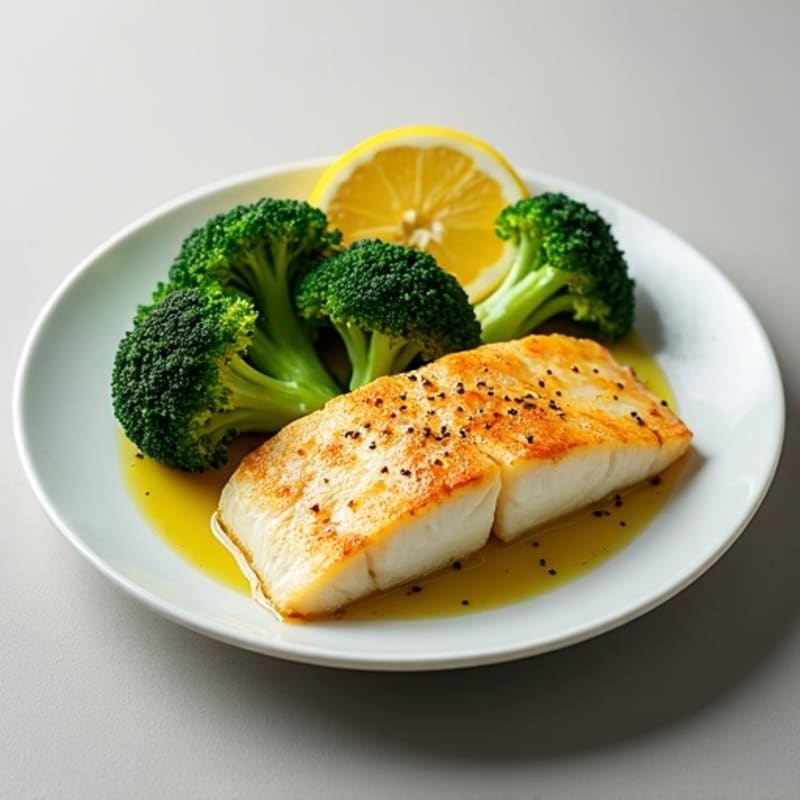 Baked Cod with Steamed Broccoli and Lemon