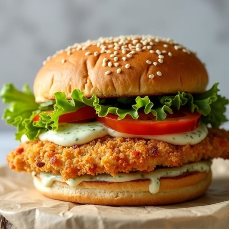 Crispy Baked Chicken Sandwich with Herb Aioli